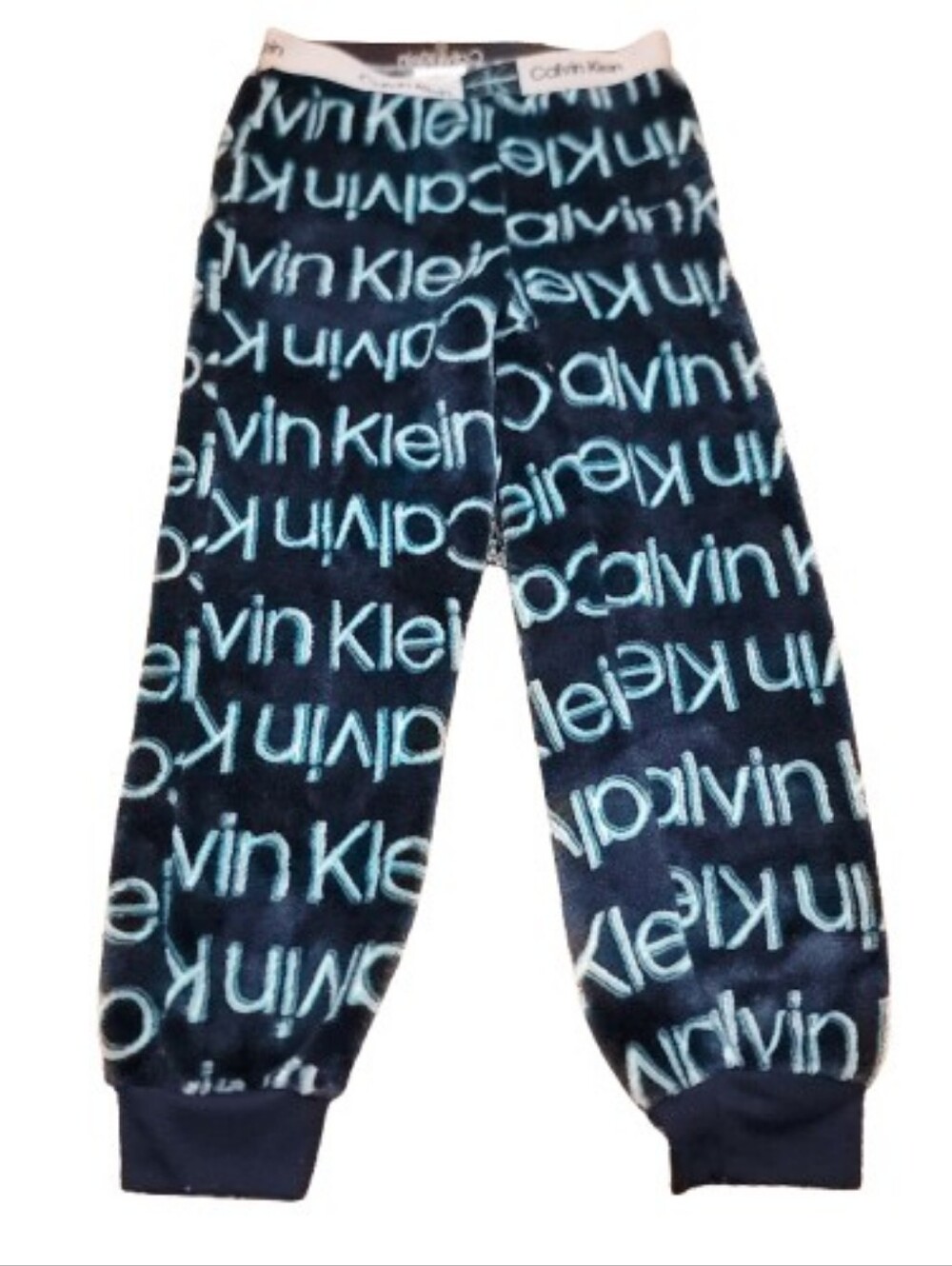 Calvin Klein Pull On Fleece‎ Sweatpants Boys XS 5/6 Blue Elastic Lounge Pajamas